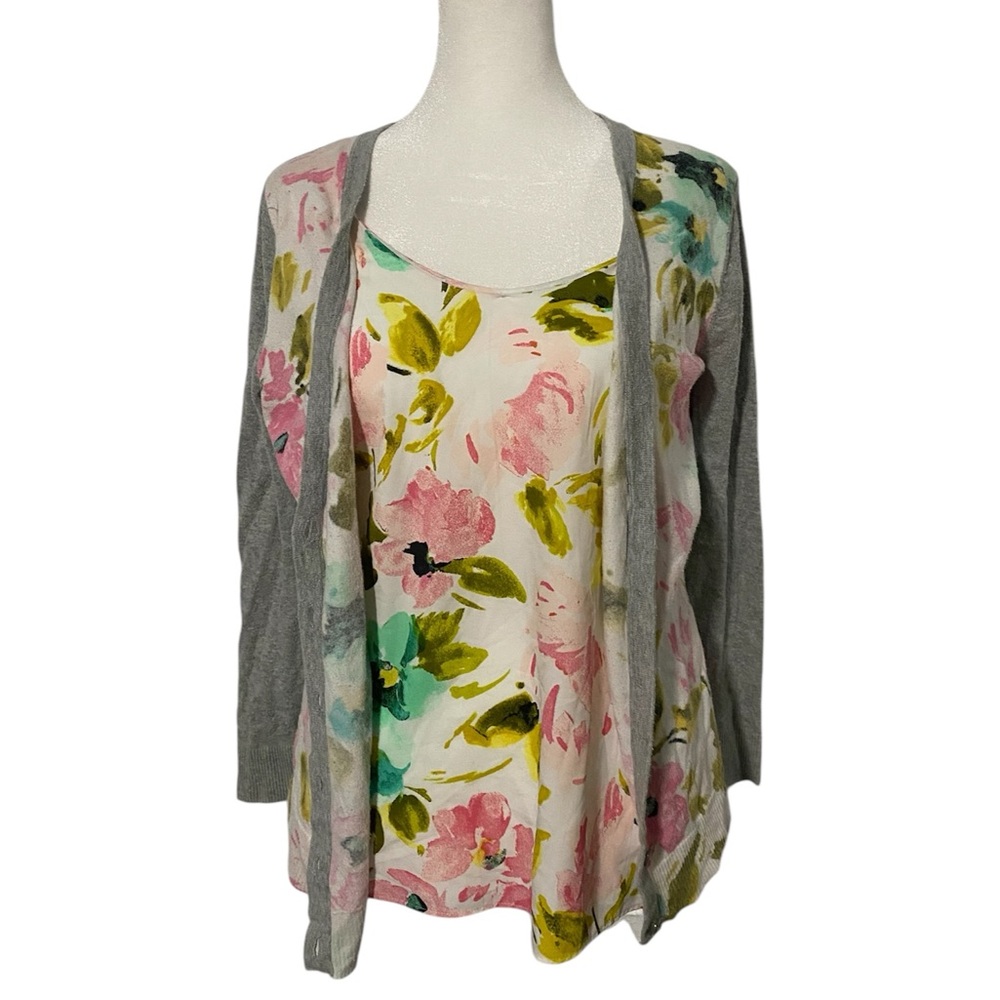 Merona Watercolor Floral Tank Top & Cardigan Set